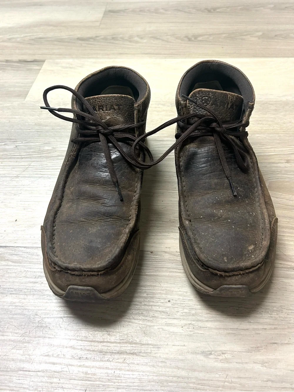 Ariat Spitfire Chukka Boots Mens 10.5 Brown Leather Distressed MocToe Shoes